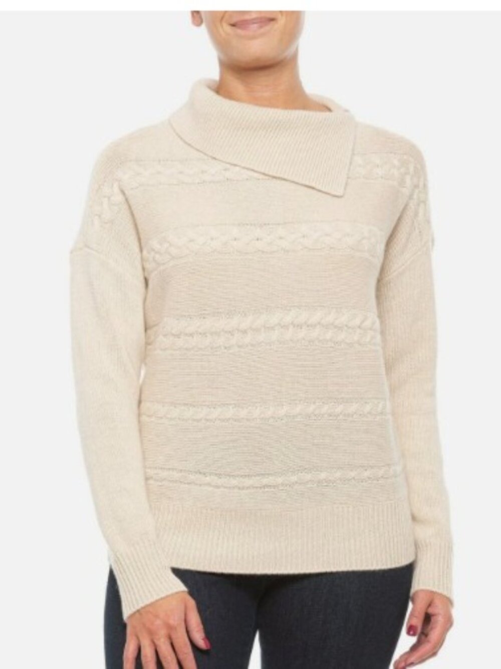 NWT RACHEL ZOE Split Neck Cable Knit Luxurious 100% Cashmere Sweater Top Small